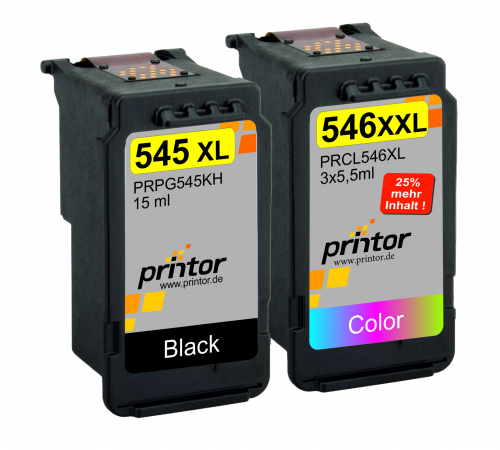 Twinpack XXL kompatibel zu PG-545XL CL-546XL 1x schwarz 1x 3-color