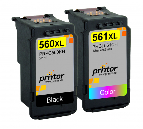 Twinpack XXL kompatibel zu PG-560 XL + CL-561 XL 1x schwarz 1x 3-color